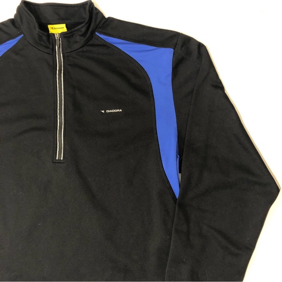 Diadora Track Pullover Half zip Womens Siz Xl Black & Blue - Picture 13 of 16